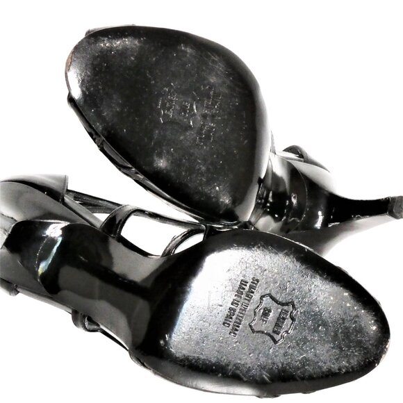 Stuart Weitzman Puzzle Black Soft Patent leather Pumps/Sandals Size 8.5 - Picture 8 of 10